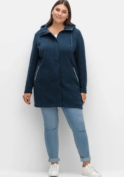 Fleecejacke mit Kapuze, in Melange-Optik