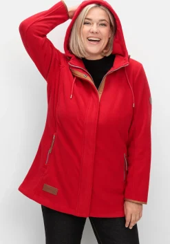 Fleecejacke mit Kapuze und Kontrastdetails