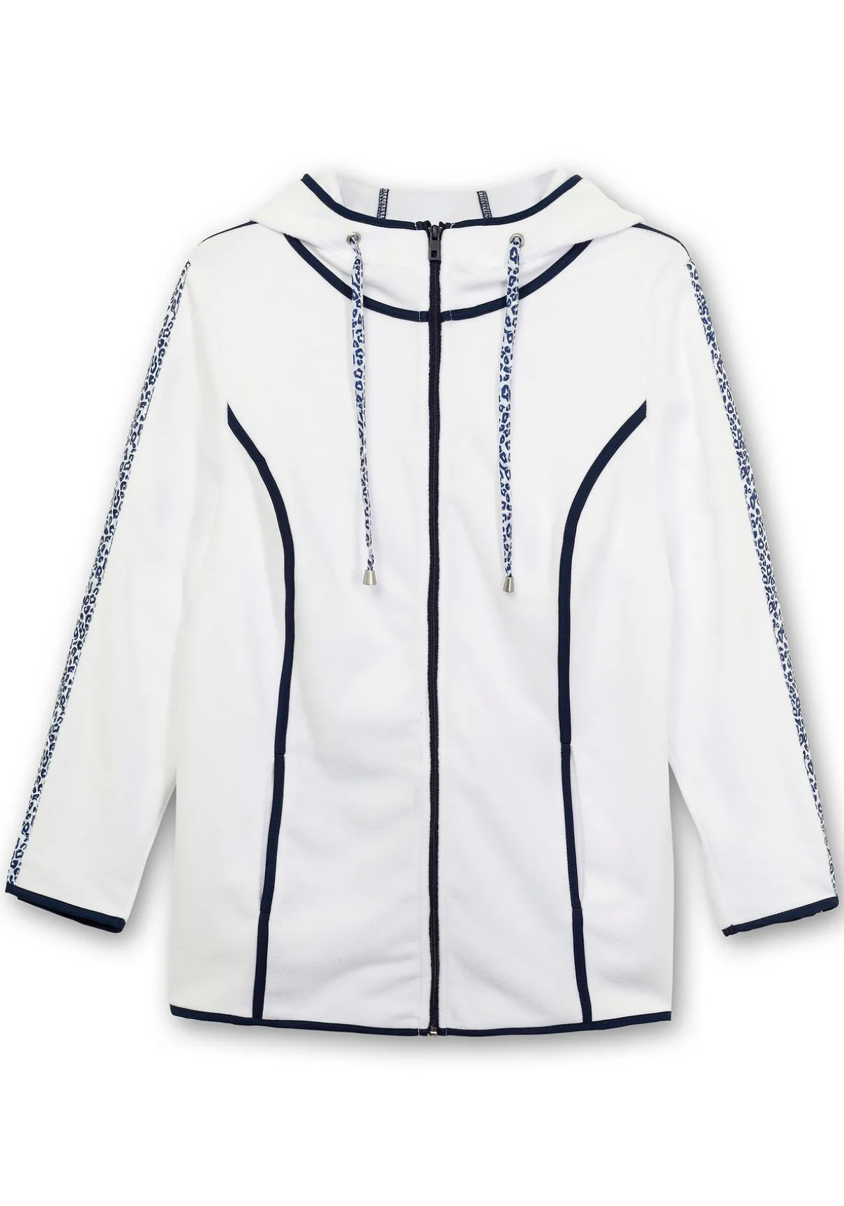 Fleecejacke mit Kapuze und Zierbändern