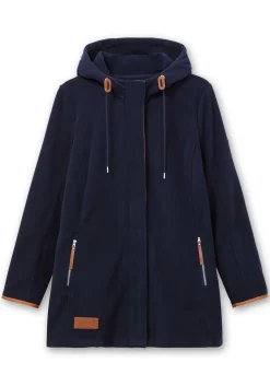 Fleecejacke mit Kapuze und Kontrastdetails