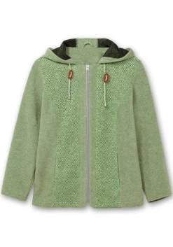 Fleecejacke mit Kapuze und Strick-Einsätzen