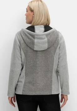 Fleecejacke mit Kapuze und Strick-Einsätzen
