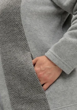 Fleecejacke mit Kapuze und Strick-Einsätzen