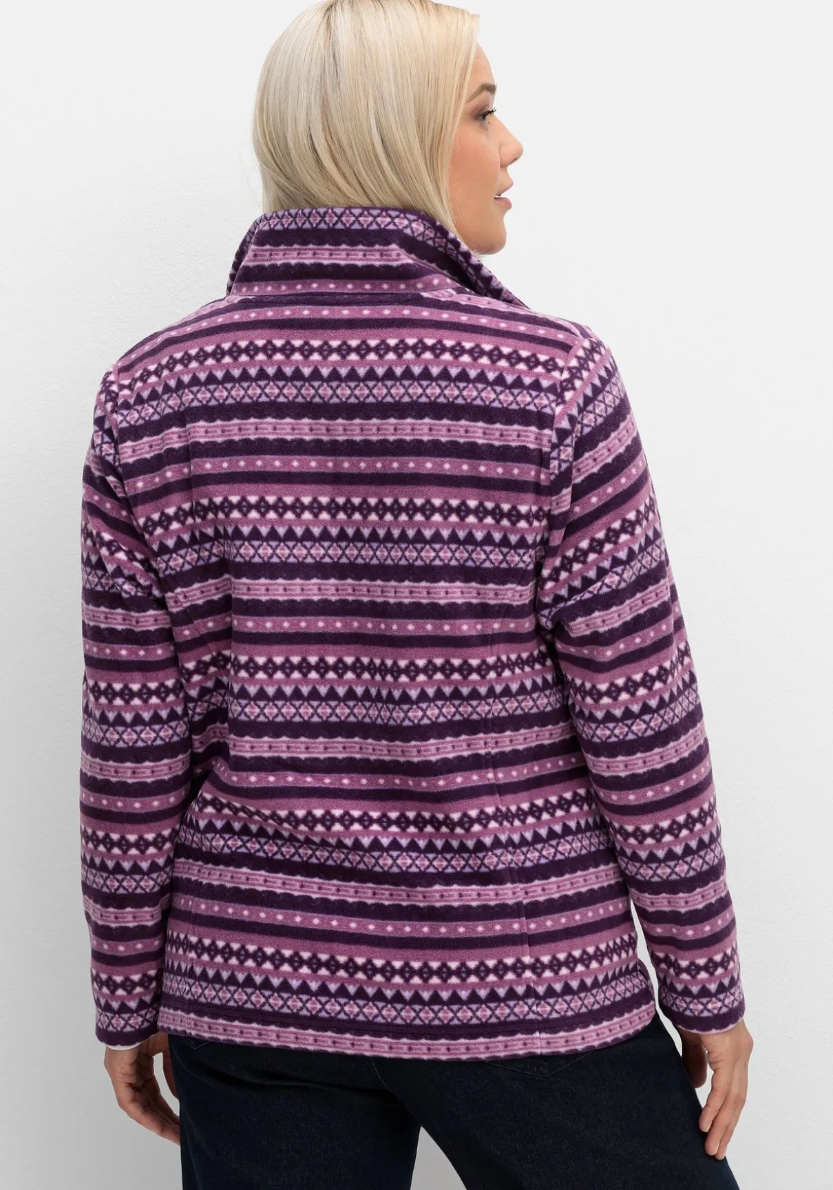 Fleecejacke mit Norweger-Allovermuster