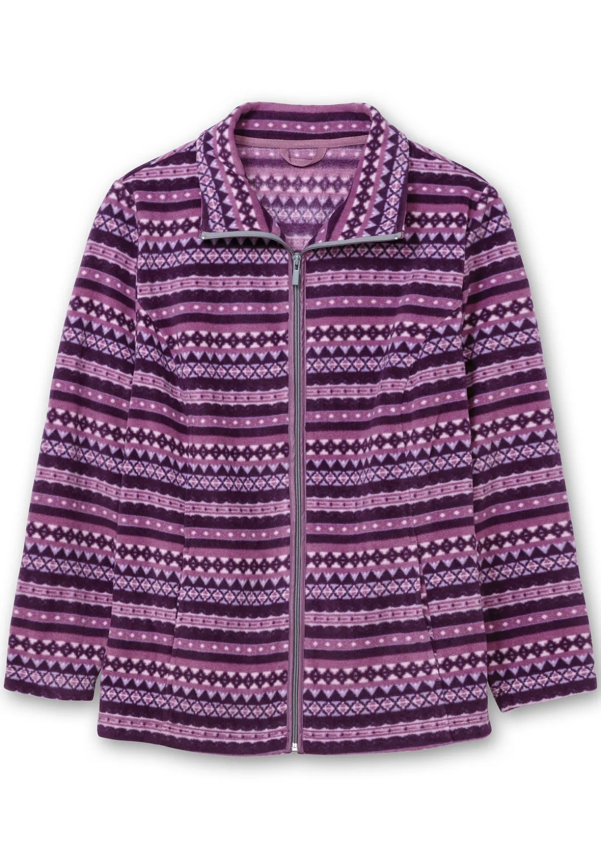 Fleecejacke mit Norweger-Allovermuster