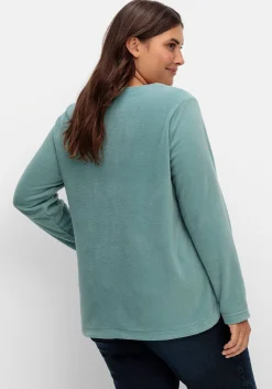 Fleeceshirt mit abgerundetem Saum