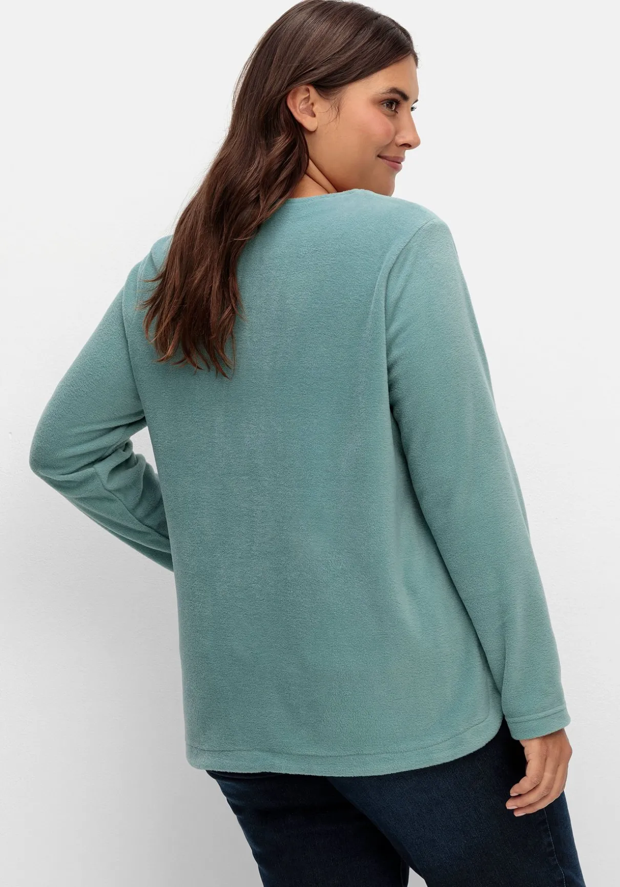 Fleeceshirt mit abgerundetem Saum