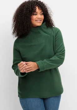 Fleeceshirt mit Reißverschluss am Stehkragen