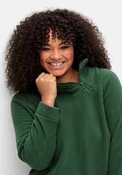 Fleeceshirt mit Reißverschluss am Stehkragen