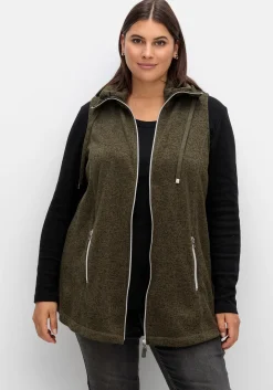 Fleeceweste mit Stehkragen, in Melange-Optik