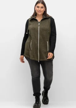 Fleeceweste mit Stehkragen, in Melange-Optik