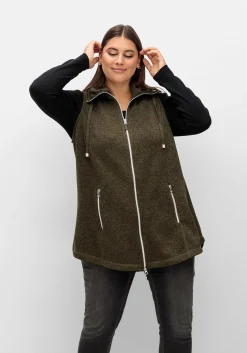 Fleeceweste mit Stehkragen, in Melange-Optik