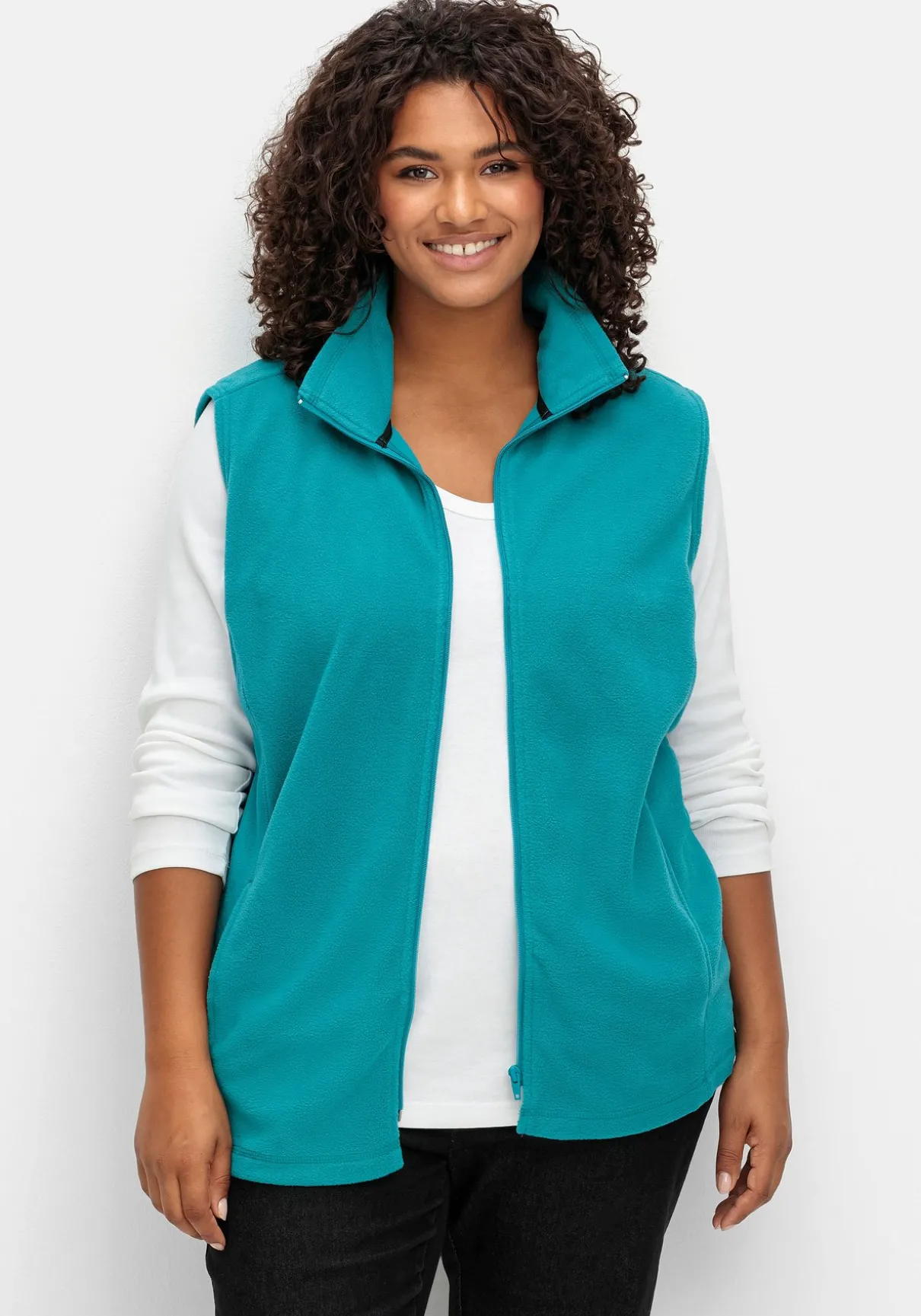 Fleeceweste mit Stehkragen und Anti-Pilling-Effekt