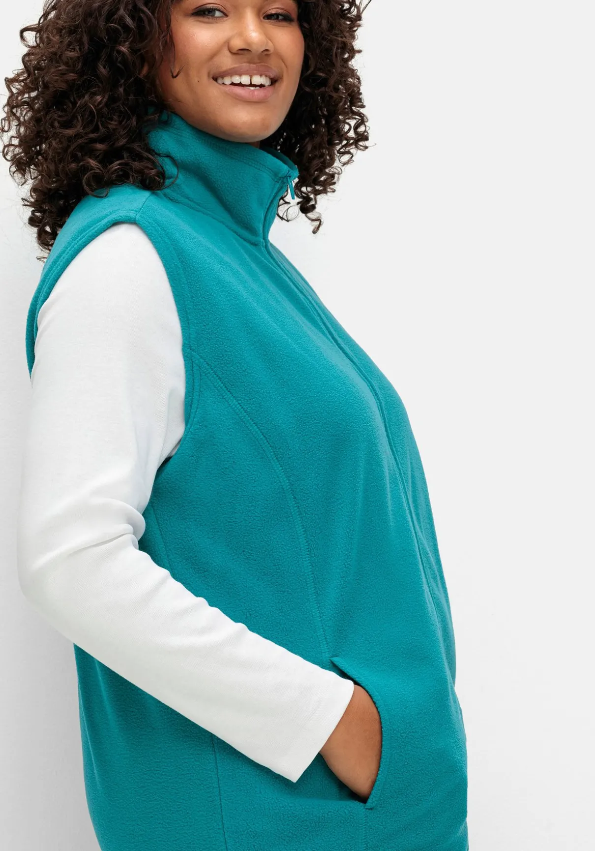 Fleeceweste mit Stehkragen und Anti-Pilling-Effekt