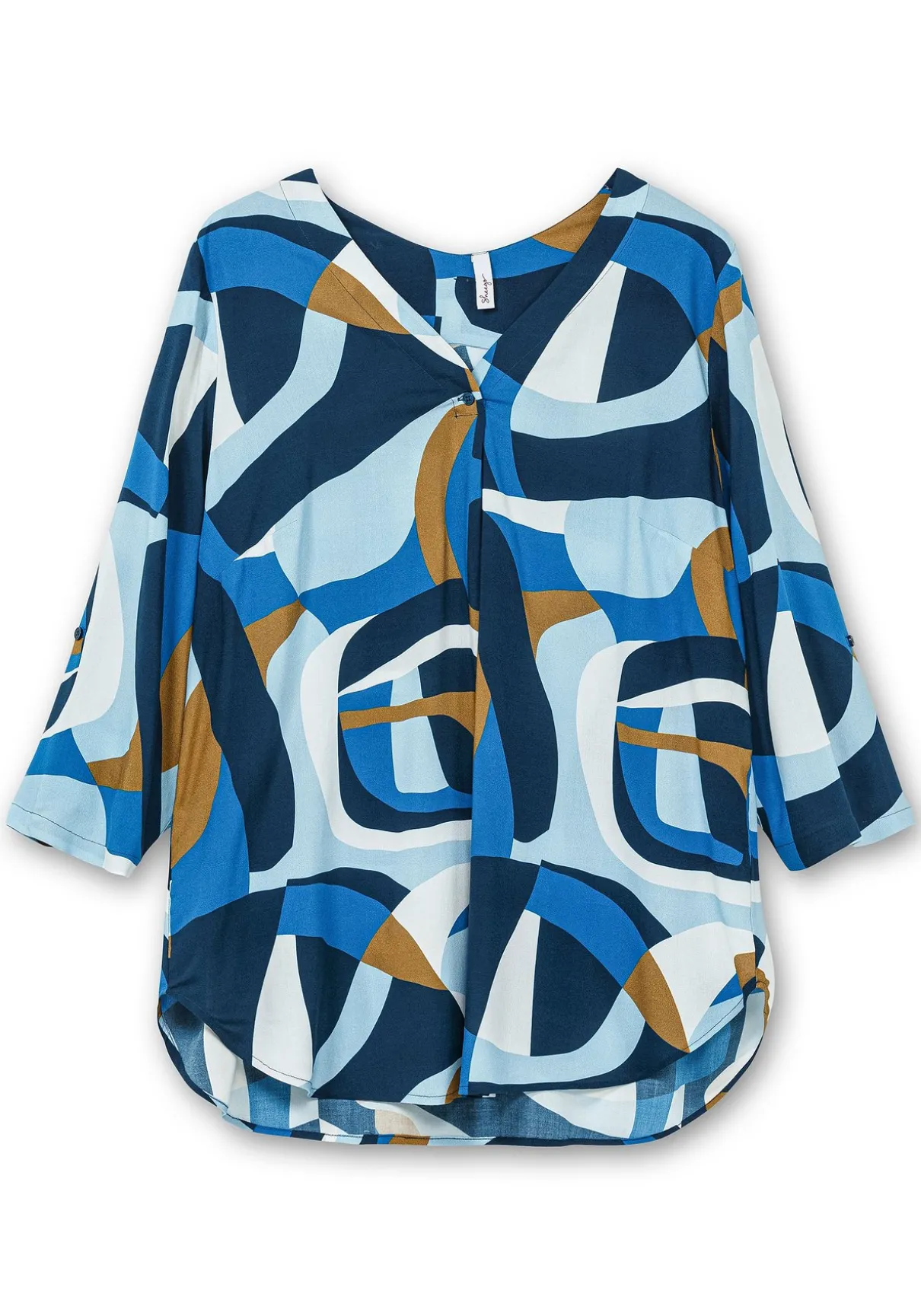 Fließende Tunika mit Grafikprint und gerundetem Saum