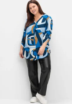 Fließende Tunika mit Grafikprint und gerundetem Saum