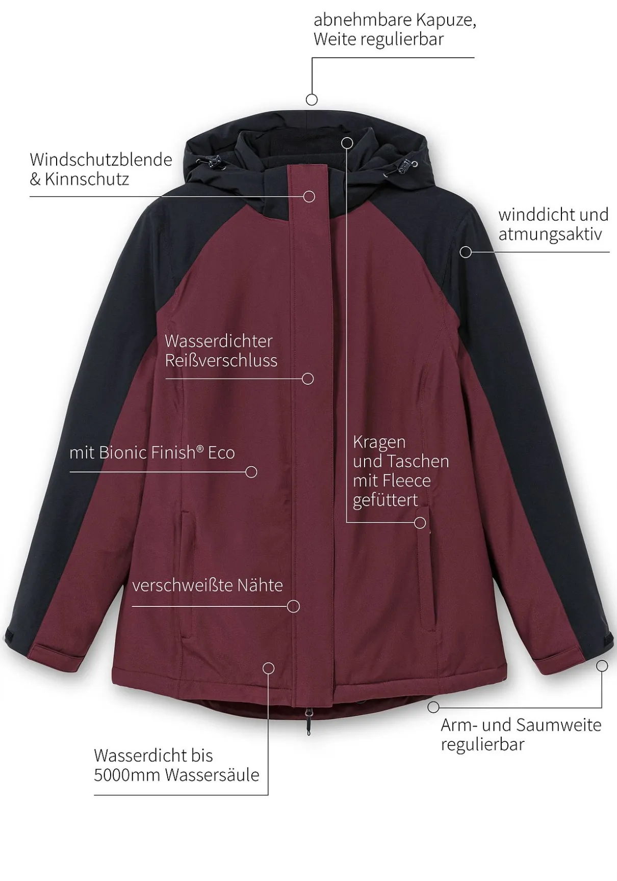 Funktionsjacke mit Zwei-Wege-Reißverschluss