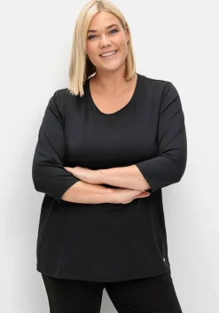 Funktionsshirt mit 3/4-Ärmeln und Rundhalsausschnitt