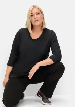 Funktionsshirt mit 3/4-Ärmeln und Rundhalsausschnitt