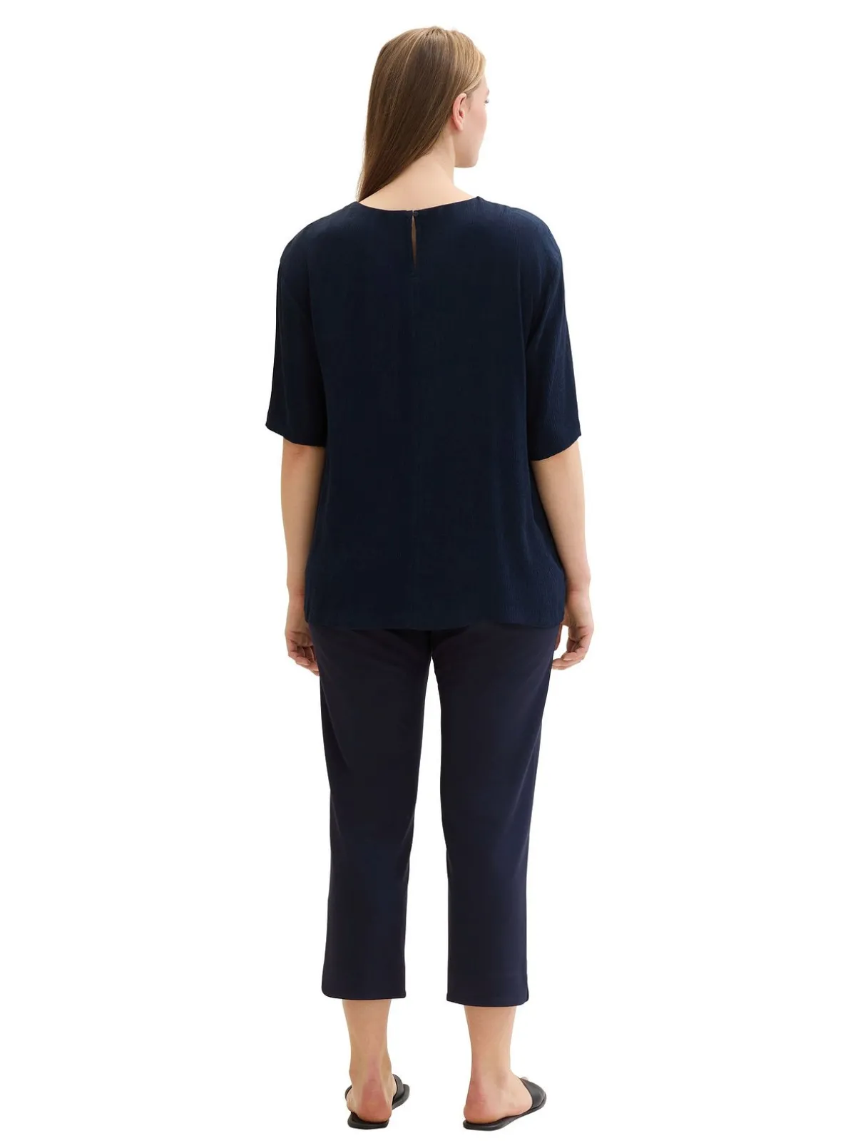 Gecrinkelte Tunika mit Schlüsselloch-Ausschnitt hinten