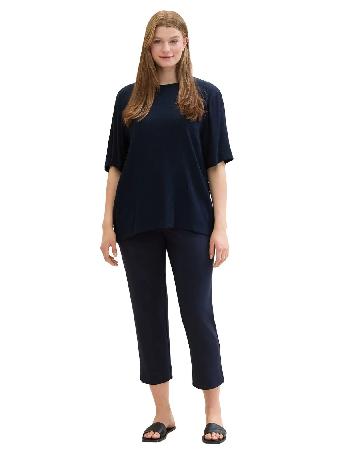 Gecrinkelte Tunika mit Schlüsselloch-Ausschnitt hinten