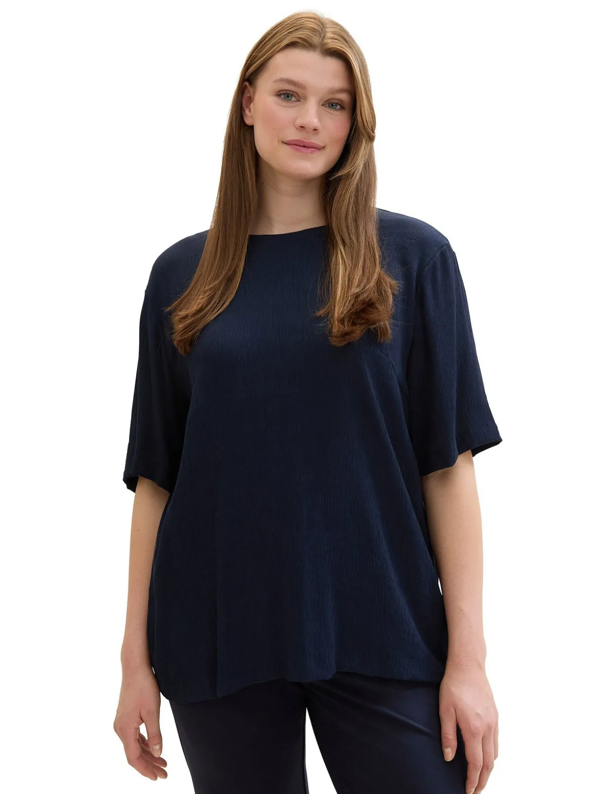 Gecrinkelte Tunika mit Schlüsselloch-Ausschnitt hinten