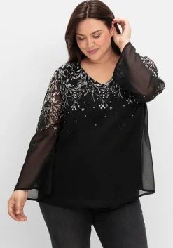 Gefütterte Chiffontunika mit Alloverprint