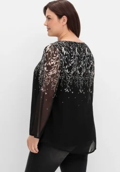 Gefütterte Chiffontunika mit Alloverprint