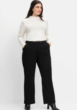 Gerade Businesshose mit Biesen und Teilgummibund