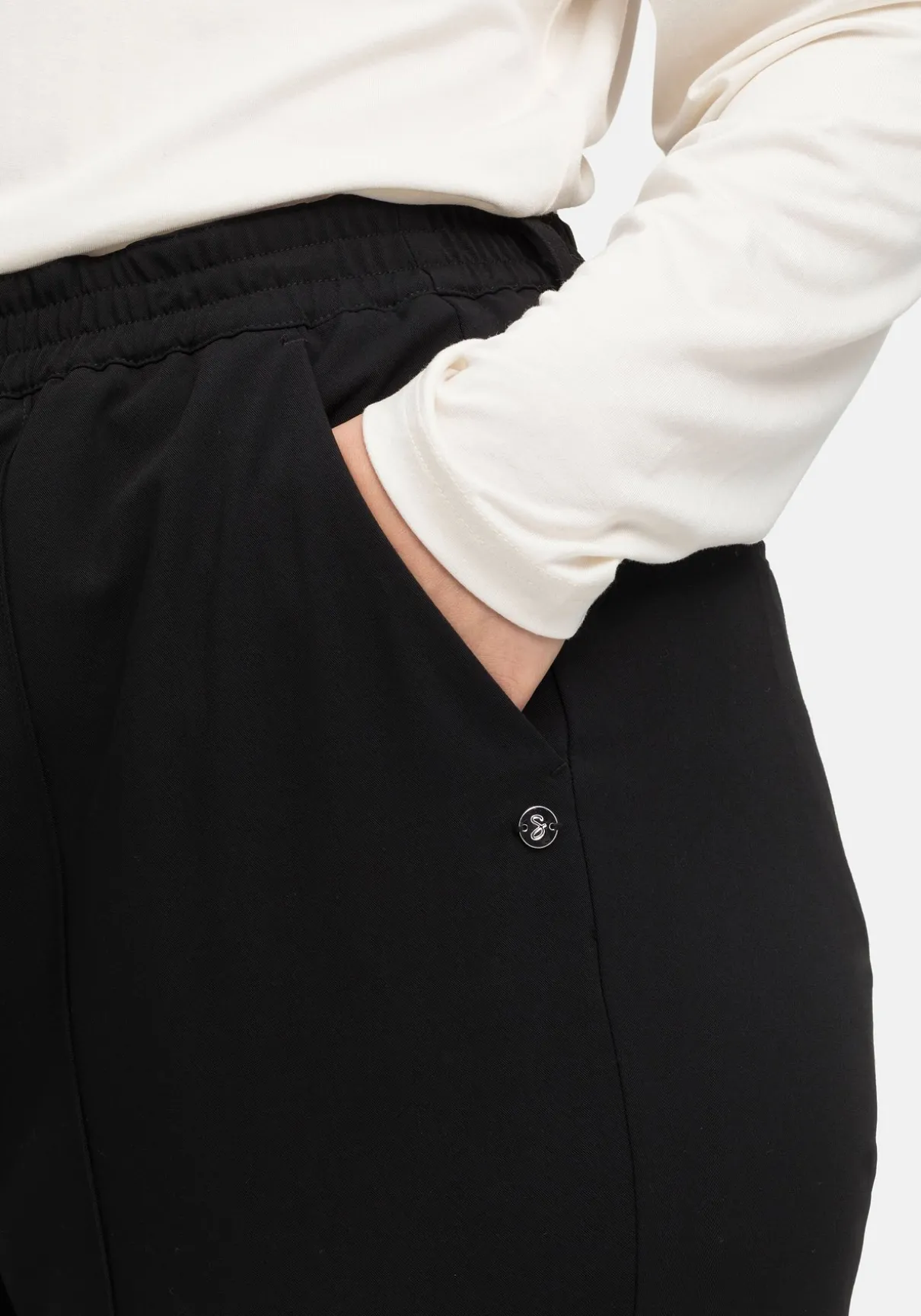 Gerade Businesshose mit Biesen und Teilgummibund