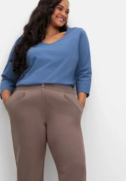 Gerade Hose mit Bundfalten, in bügelfreier Qualität