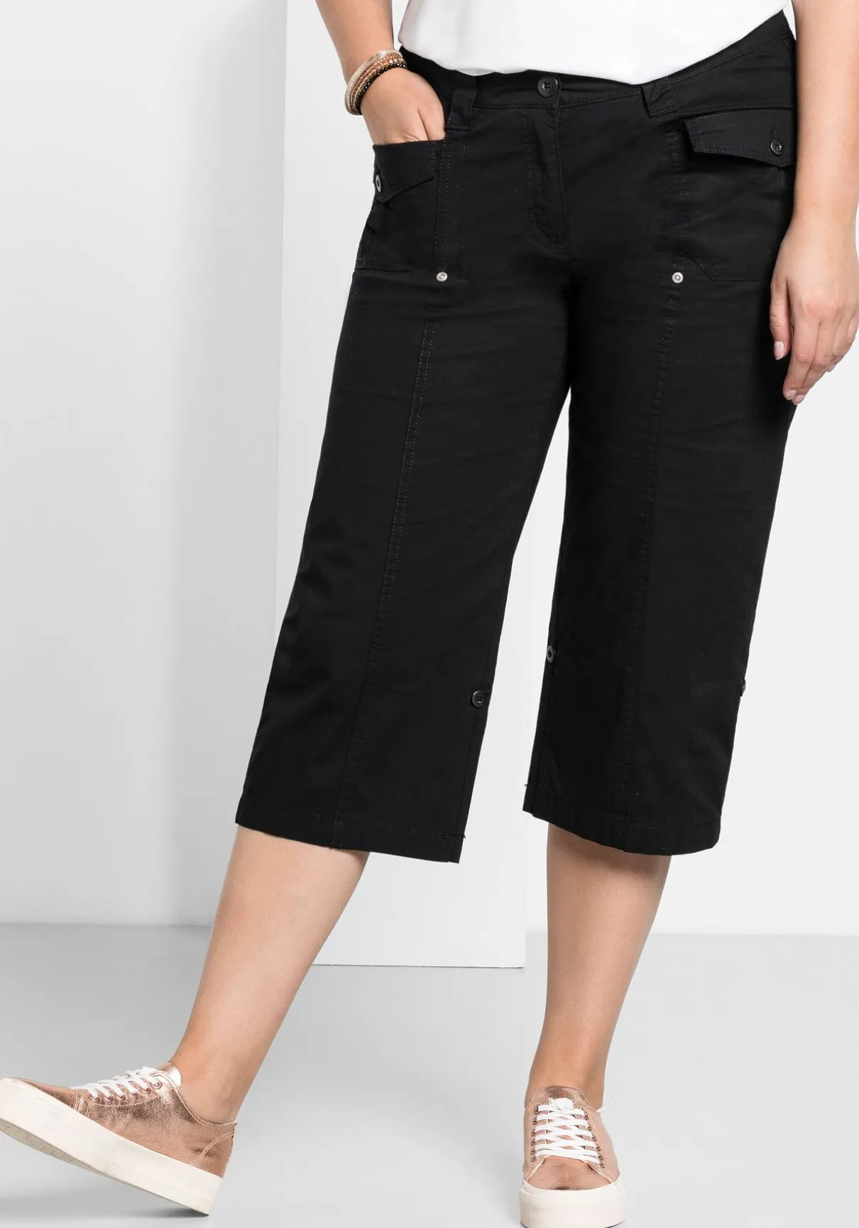 Gerade 3/4-Hose mit Krempelfunktion