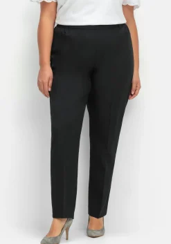 Gerade Hose mit Schlupfbund und Bügelfalten