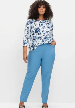 Gerade Hose mit Schlupfbund und Bügelfalten