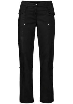 Gerade Hose mit Teilungsnähten und Krempelfunktion