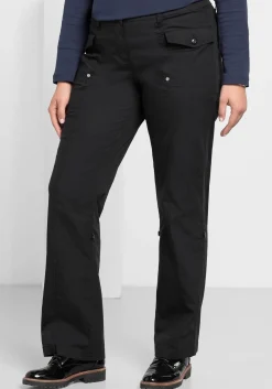 Gerade Hose mit Teilungsnähten und Krempelfunktion