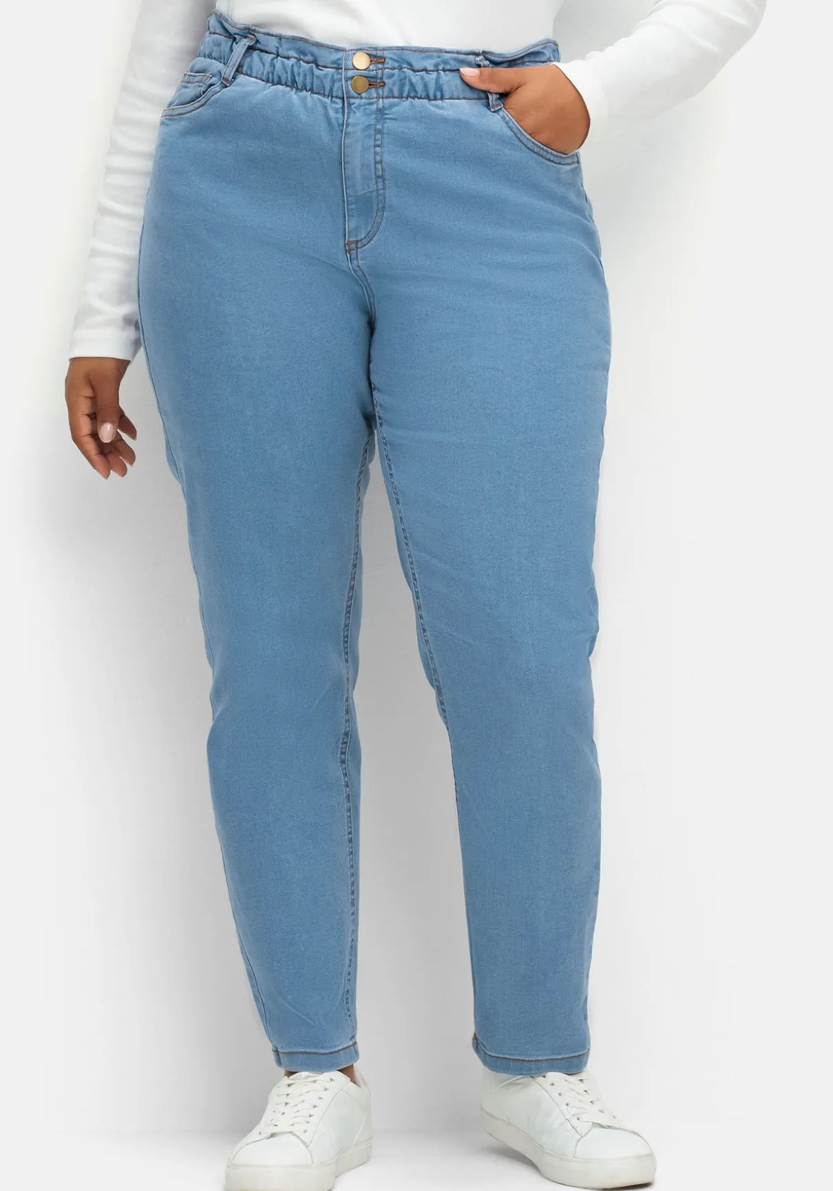 Gerade Jeans im extrahohen Paperbag-Schnitt