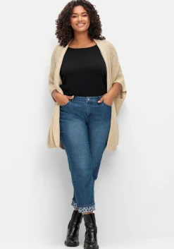 Gerade Jeans in 7/8-Länge, mit Herzchen-Einsätzen