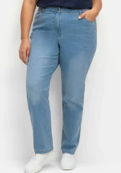 Gerade Jeans mit elastischem High-Waist-Bund