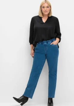 Gerade Jeans mit Gummibund und Shaping-Einsatz