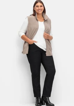 Gerade Jeans mit Smokbund und Used-Effekten