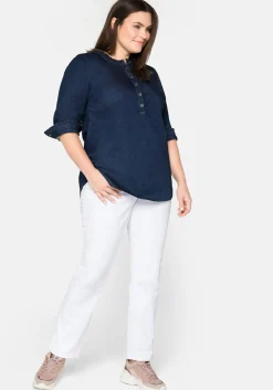 Gerade Jeans mit Used-Effekten