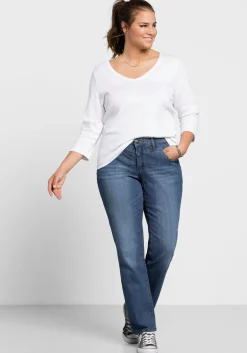 Gerade Jeans mit Used-Effekten