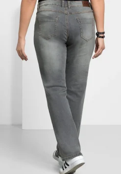 Gerade Jeans mit Used-Effekten