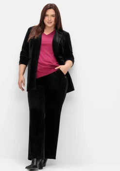 Gerade Samthose mit Teilgummibund