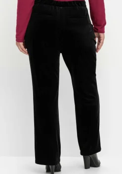 Gerade Samthose mit Teilgummibund