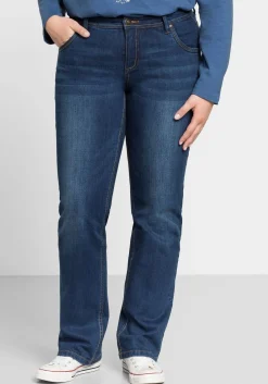 Gerade Stretch-Jeans mit Used-Effekten