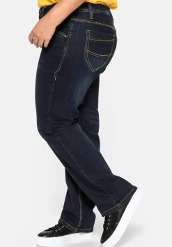 Gerade Stretch-Jeans mit Used-Effekten