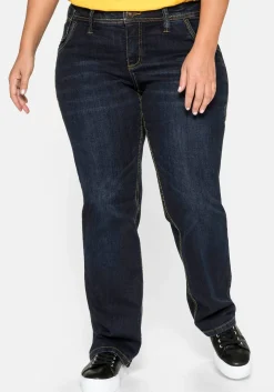 Gerade Stretch-Jeans mit Used-Effekten