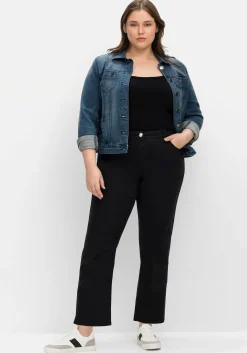 Gerade Twillhose in knöchelbedeckender Länge